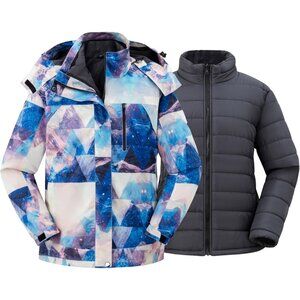 Women's Mountain Flora Winter Coats Waterproof Ski Jacket Hooded Snowboarding J